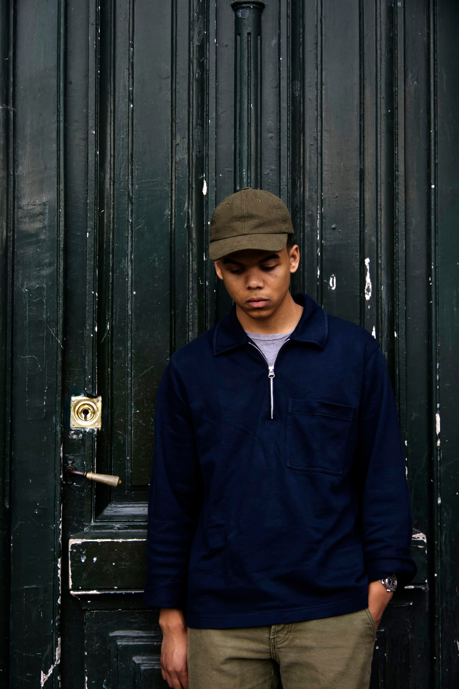Navy overshirt and cap